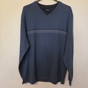 NWOT Men's Van Heusen L Sweatshirt Sweater Double V-Neck Long Sleeve Blue Gray